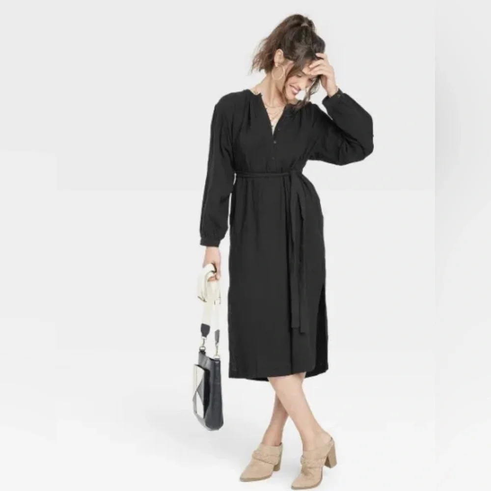 UNIVERSAL THREAD Jeans Womens Long Sleeve Cotton Maxi Dress Size Large NWT